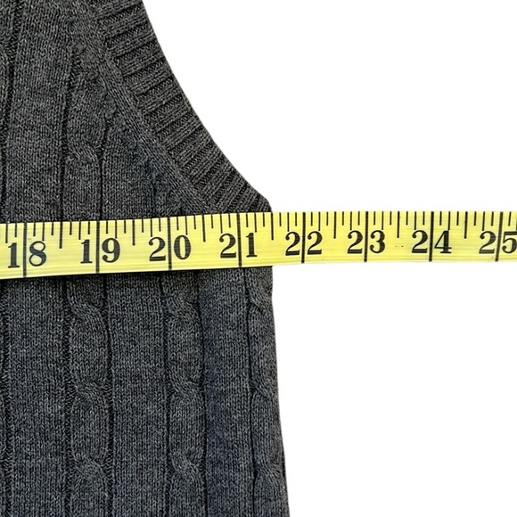 Vintage Y2K IZOD 100% Cotton Cable Knit Sweater Vest Heather Gray V-Neck Medium - Picture 4 of 8